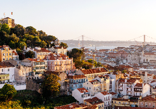 view over Lisbon at sunset 