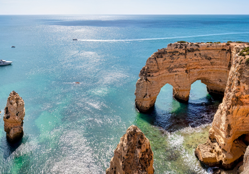 Panoramic view of Praia da Marinha beach  