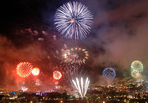 Fireworks in Madeira during New Years Eve